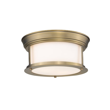 Z-Lite Sonna 2 Light Flush Mount, Heritage Brass & Matte Opal 2011F10-HBR